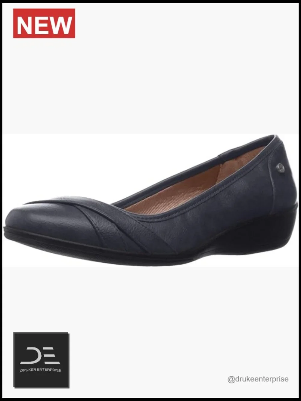 LifeStride Women's Ballet Flat with Memory Foam - Faux Leather, Wedge Heel